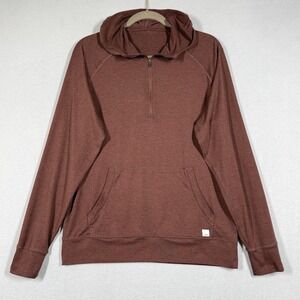 Vuori Shirt Mens Medium Ponto Performance 1/2 Zip Hoodie Jacket Pullover Brown
